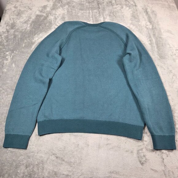 LL Bean Sweater Mens Large Teal Coolmax Blend Performance Birdseye Crewneck - Picture 5 of 7